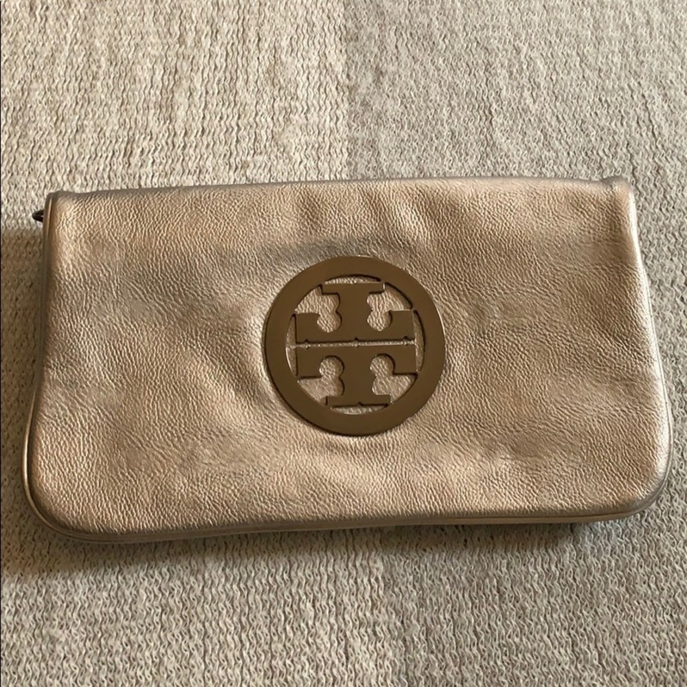 Tory Burch Reva Metallic Clutch Bag